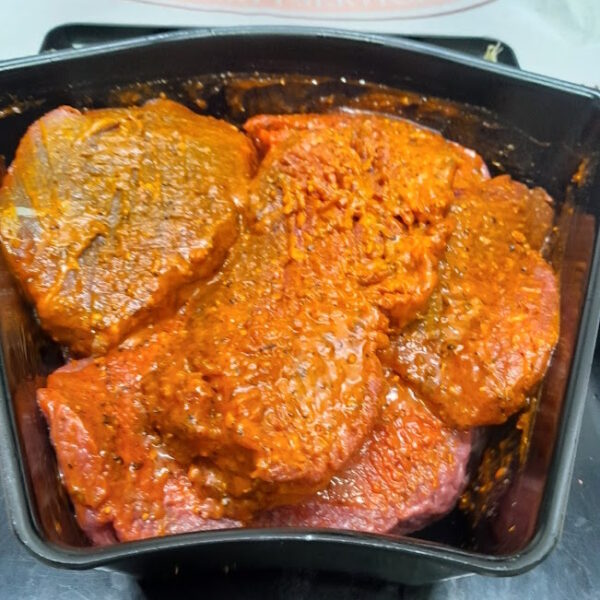 Hüftsteak mariniert in Scheiben